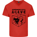 Schrodinger's Cat Science Geek Nerd Mens V-Neck Cotton T-Shirt Red