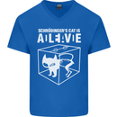 Schrodinger's Cat Science Geek Nerd Mens V-Neck Cotton T-Shirt Royal Blue