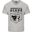 Schrodinger's Cat Science Geek Nerd Mens V-Neck Cotton T-Shirt Sports Grey