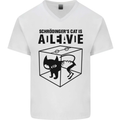 Schrodinger's Cat Science Geek Nerd Mens V-Neck Cotton T-Shirt White