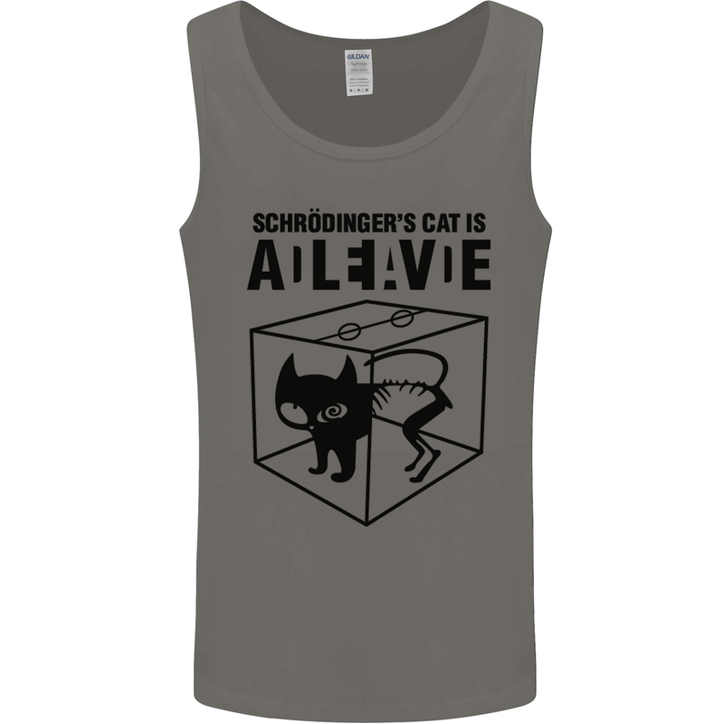 Schrodinger's Cat Science Geek Nerd Mens Vest Tank Top Charcoal