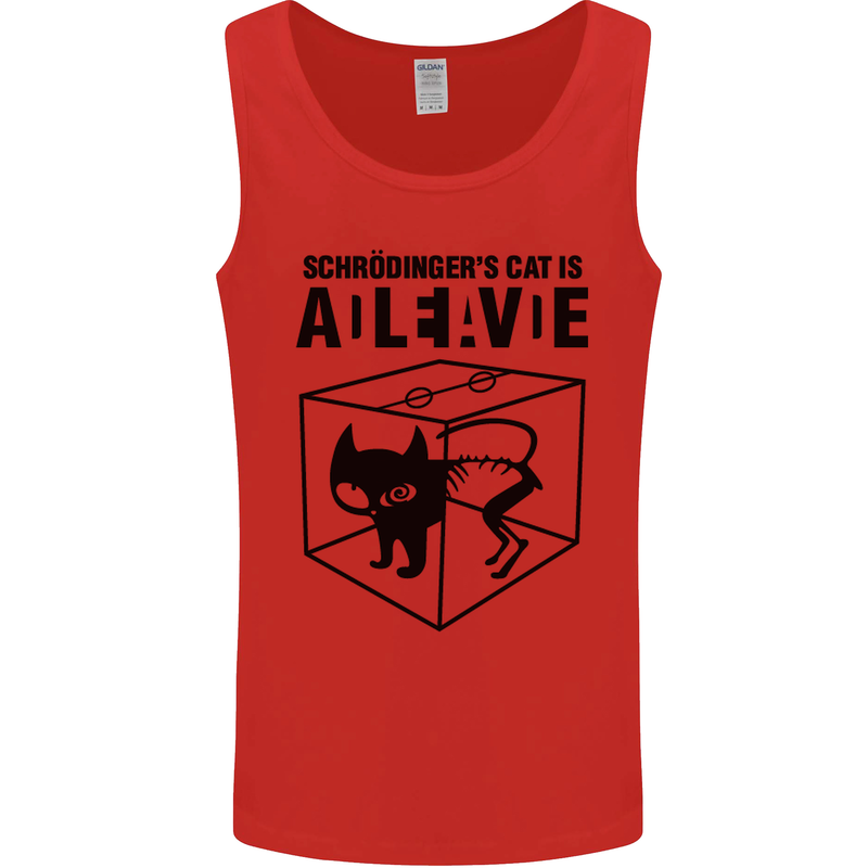 Schrodinger's Cat Science Geek Nerd Mens Vest Tank Top Red