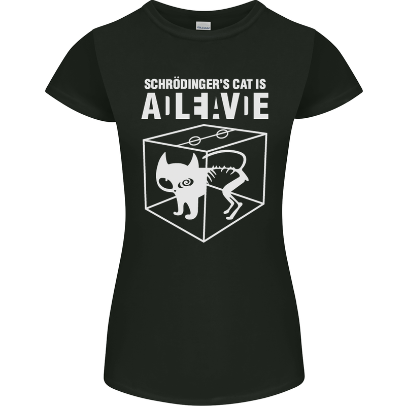 Schrodinger's Cat Science Geek Nerd Womens Petite Cut T-Shirt Black