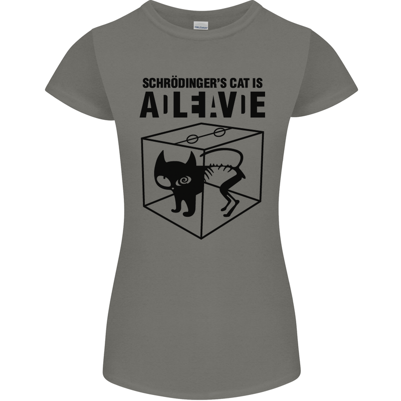 Schrodinger's Cat Science Geek Nerd Womens Petite Cut T-Shirt Charcoal