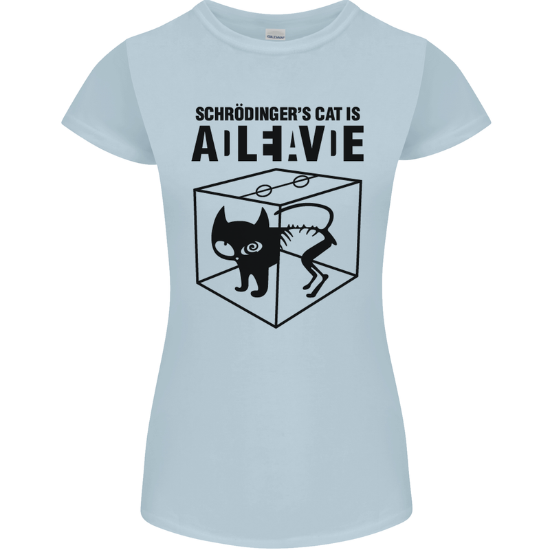 Schrodinger's Cat Science Geek Nerd Womens Petite Cut T-Shirt Light Blue
