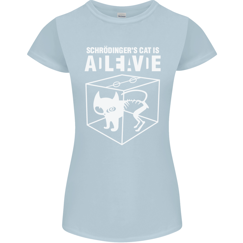 Schrodinger's Cat Science Geek Nerd Womens Petite Cut T-Shirt Light Blue
