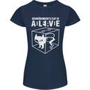 Schrodinger's Cat Science Geek Nerd Womens Petite Cut T-Shirt Navy Blue