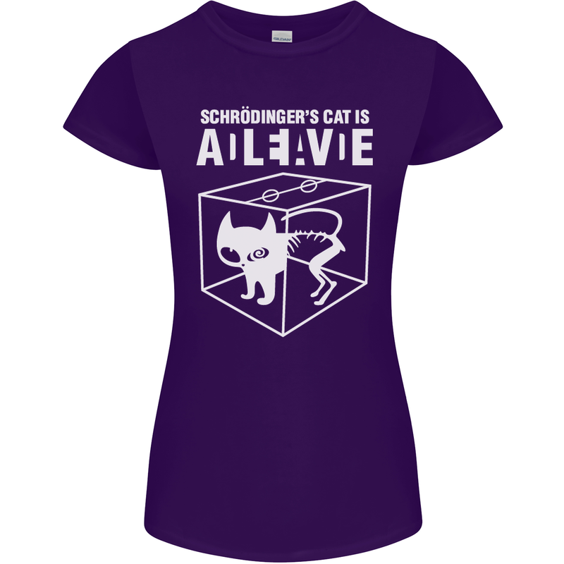 Schrodinger's Cat Science Geek Nerd Womens Petite Cut T-Shirt Purple
