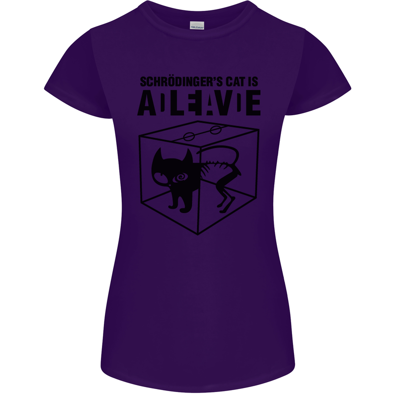 Schrodinger's Cat Science Geek Nerd Womens Petite Cut T-Shirt Purple