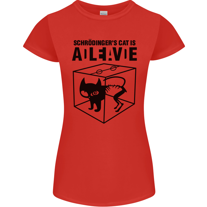 Schrodinger's Cat Science Geek Nerd Womens Petite Cut T-Shirt Red