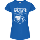 Schrodinger's Cat Science Geek Nerd Womens Petite Cut T-Shirt Royal Blue