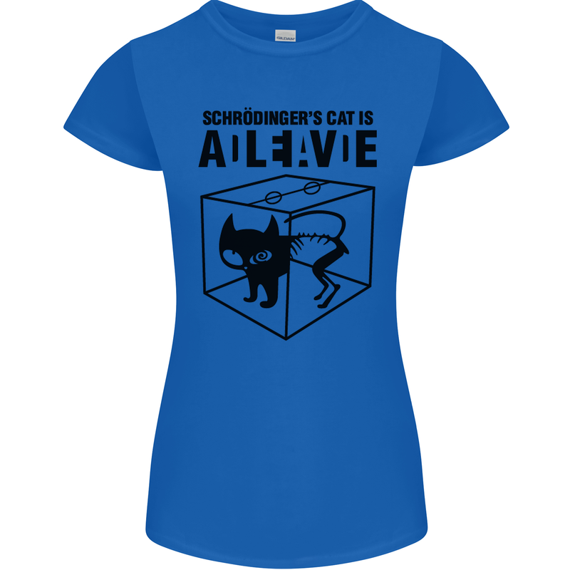 Schrodinger's Cat Science Geek Nerd Womens Petite Cut T-Shirt Royal Blue