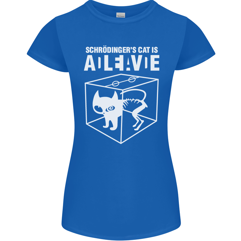 Schrodinger's Cat Science Geek Nerd Womens Petite Cut T-Shirt Royal Blue