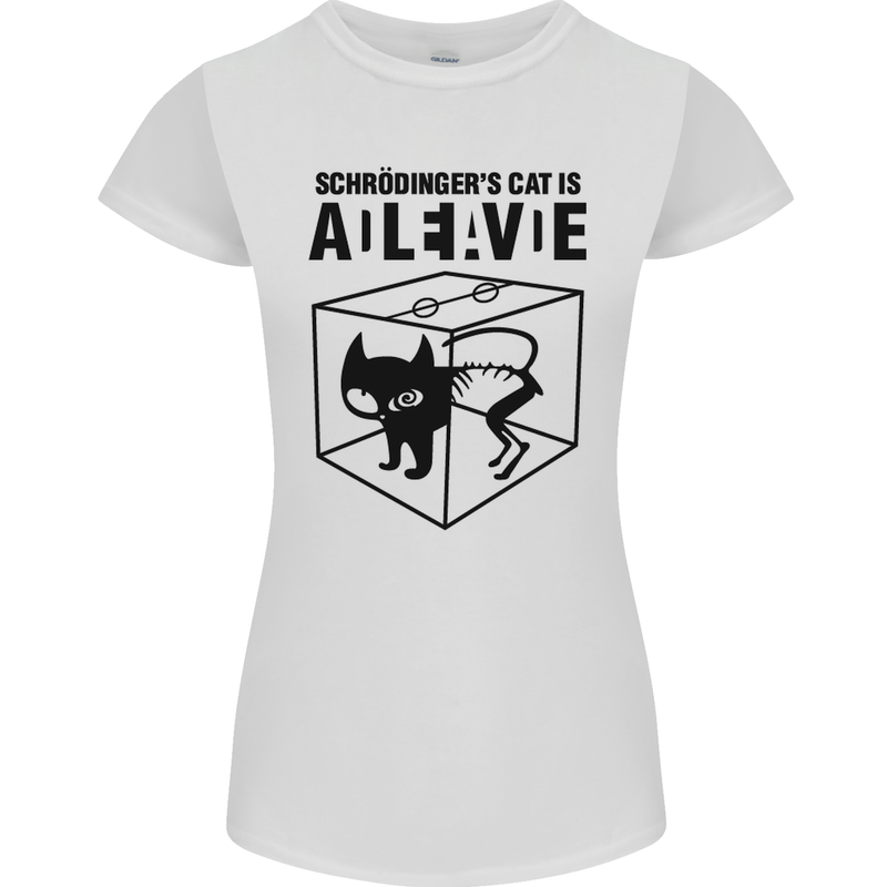 Schrodinger's Cat Science Geek Nerd Womens Petite Cut T-Shirt White