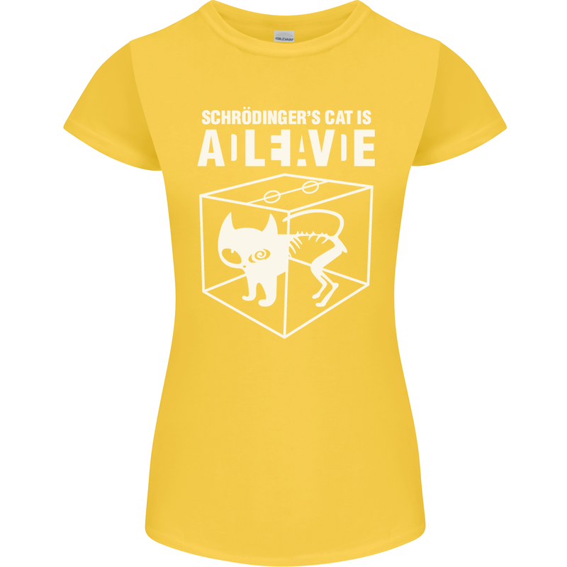 Schrodinger's Cat Science Geek Nerd Womens Petite Cut T-Shirt Yellow