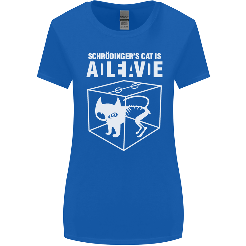 Schrodinger's Cat Science Geek Nerd Womens Wider Cut T-Shirt Royal Blue