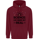 Science Like Magic But Real Funny Geek Nerd Childrens Kids Hoodie Maroon