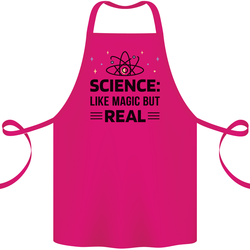 Science Like Magic But Real Funny Geek Nerd Cotton Apron 100% Organic Pink