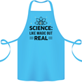 Science Like Magic But Real Funny Geek Nerd Cotton Apron 100% Organic Turquoise