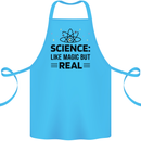 Science Like Magic But Real Funny Geek Nerd Cotton Apron 100% Organic Turquoise