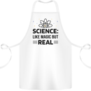 Science Like Magic But Real Funny Geek Nerd Cotton Apron 100% Organic White