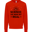 Science Like Magic But Real Funny Geek Nerd Kids Sweatshirt Jumper Bright Red