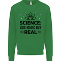 Science Like Magic But Real Funny Geek Nerd Kids Sweatshirt Jumper Irish Green