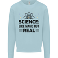 Science Like Magic But Real Funny Geek Nerd Kids Sweatshirt Jumper Light Blue