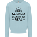 Science Like Magic But Real Funny Geek Nerd Kids Sweatshirt Jumper Light Blue