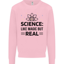 Science Like Magic But Real Funny Geek Nerd Kids Sweatshirt Jumper Light Pink