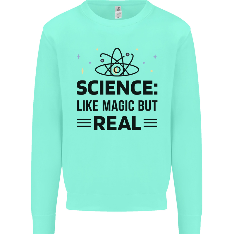 Science Like Magic But Real Funny Geek Nerd Kids Sweatshirt Jumper Peppermint