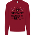 Science Like Magic But Real Funny Geek Nerd Kids Sweatshirt Jumper Red
