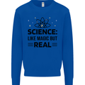 Science Like Magic But Real Funny Geek Nerd Kids Sweatshirt Jumper Royal Blue