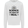 Science Like Magic But Real Funny Geek Nerd Kids Sweatshirt Jumper White
