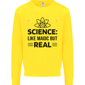Science Like Magic But Real Funny Geek Nerd Kids Sweatshirt Jumper Yellow