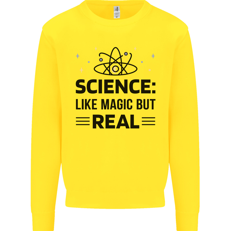 Science Like Magic But Real Funny Geek Nerd Kids Sweatshirt Jumper Yellow