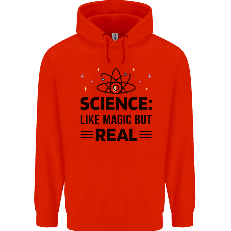Science Like Magic But Real Funny Geek Nerd Mens 80% Cotton Hoodie Bright Red