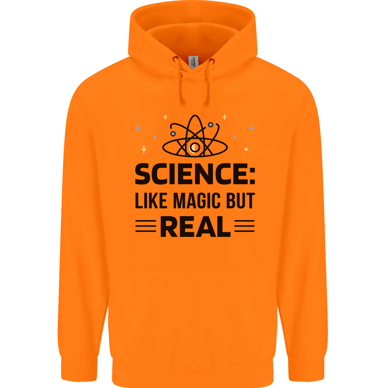 Science Like Magic But Real Funny Geek Nerd Mens 80% Cotton Hoodie Orange