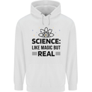 Science Like Magic But Real Funny Geek Nerd Mens 80% Cotton Hoodie White