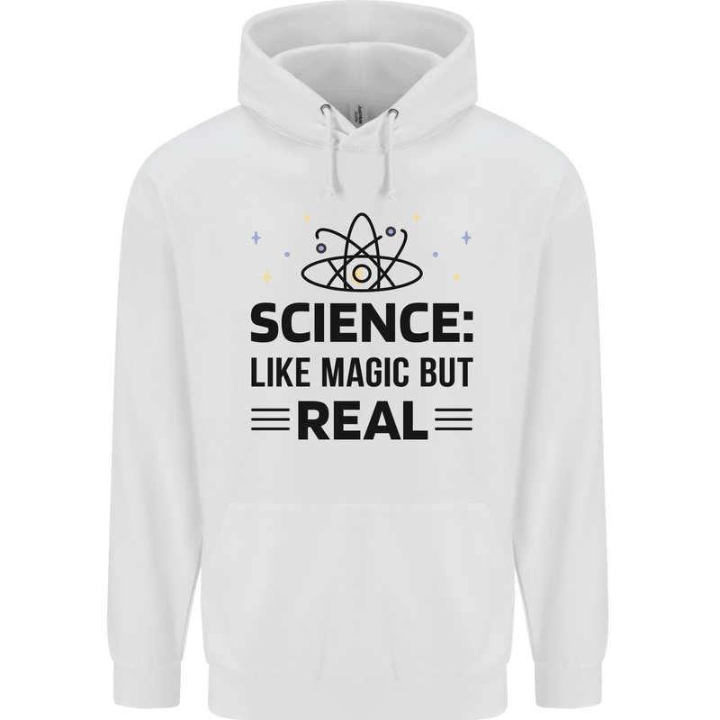 Science Like Magic But Real Funny Geek Nerd Mens 80% Cotton Hoodie White