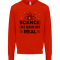 Science Like Magic But Real Funny Geek Nerd Mens Sweatshirt Jumper Bright Red