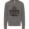 Science Like Magic But Real Funny Geek Nerd Mens Sweatshirt Jumper Charcoal