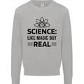 Science Like Magic But Real Funny Geek Nerd Mens Sweatshirt Jumper Sports Grey