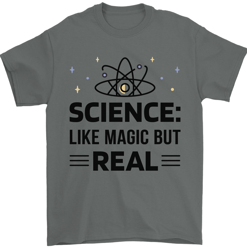Science Like Magic But Real Funny Geek Nerd Mens T-Shirt 100% Cotton Charcoal
