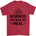 Science Like Magic But Real Funny Geek Nerd Mens T-Shirt 100% Cotton Red