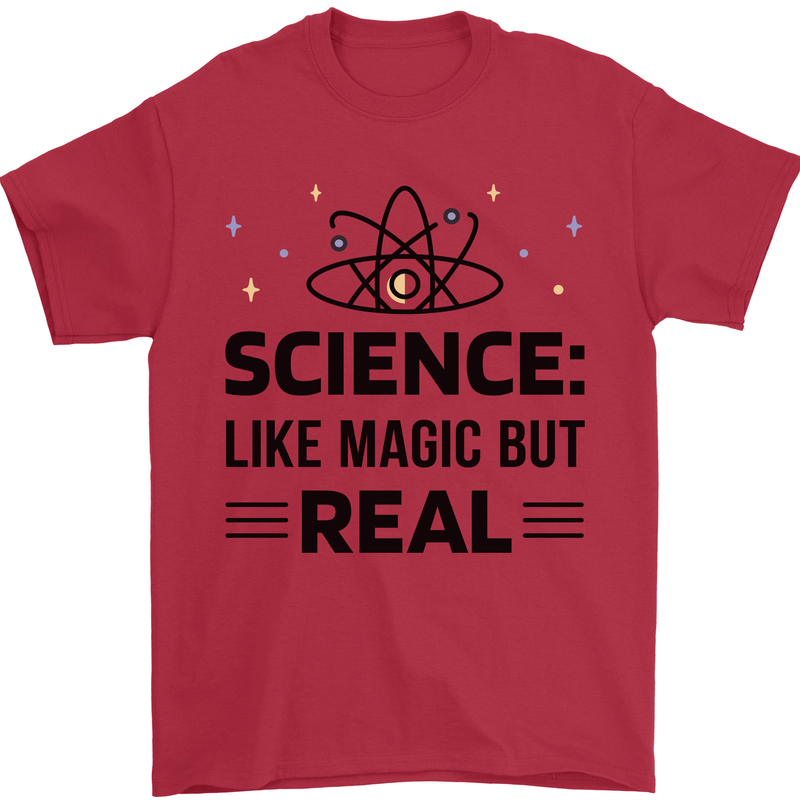 Science Like Magic But Real Funny Geek Nerd Mens T-Shirt 100% Cotton Red