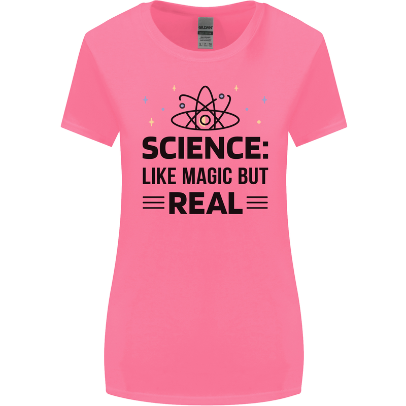 Science Like Magic But Real Funny Geek Nerd Womens Wider Cut T-Shirt Azalea