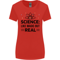 Science Like Magic But Real Funny Geek Nerd Womens Wider Cut T-Shirt Red