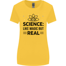 Science Like Magic But Real Funny Geek Nerd Womens Wider Cut T-Shirt Yellow