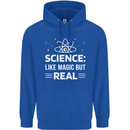Science Like Magic But Real Funny Nerd Geek Childrens Kids Hoodie Royal Blue